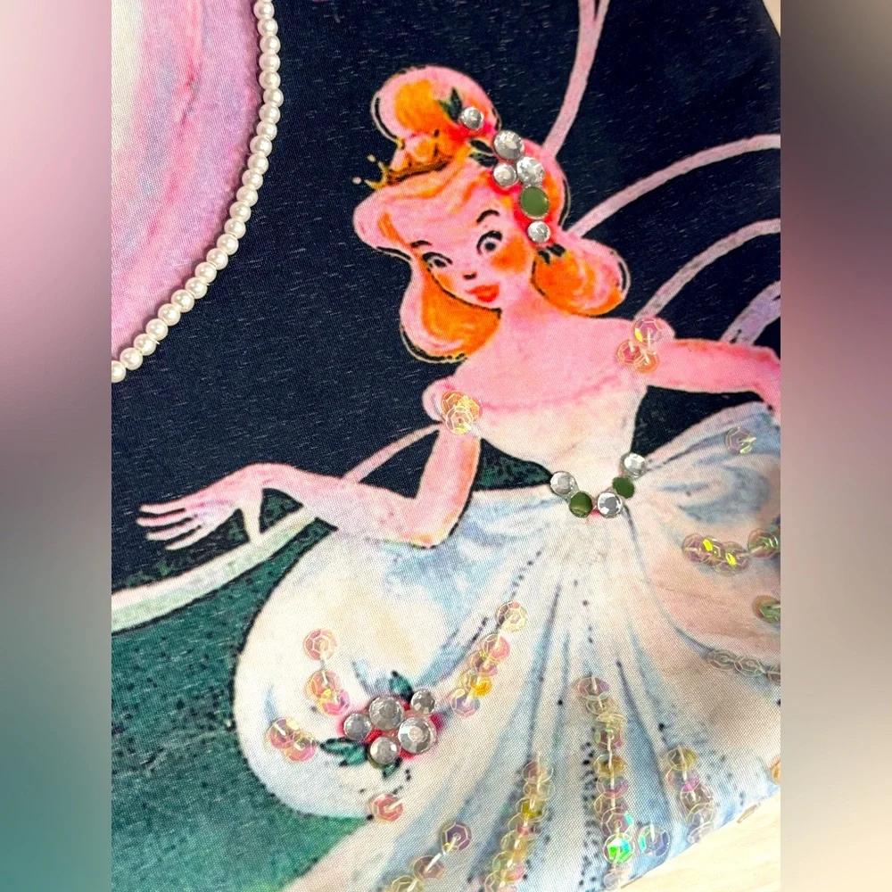 Disney Store Princess Cinderella embellished/jeweled large tote bag pock…